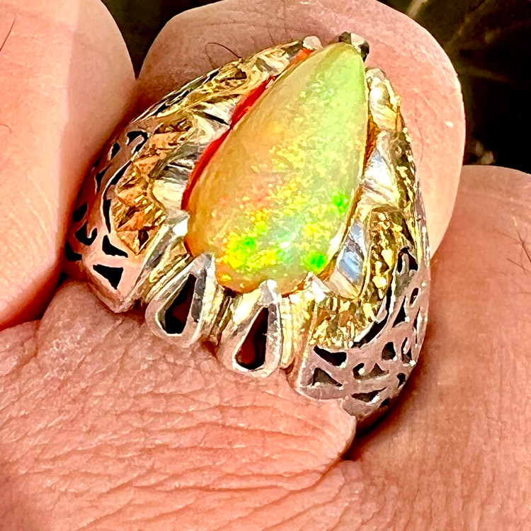 مشخصات قیمت و خرید انگشتر اوپال اتیوپی رکاب اثر استاد محبوب