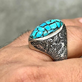 مشخصات قیمت و خرید انگشتر فیروزه چهل تکه نیشابوری