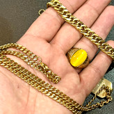 مشخصات قیمت و خرید ست انگشتر،دستبند و گردنبند و پلاک استیل طلایی رنگ مردانه