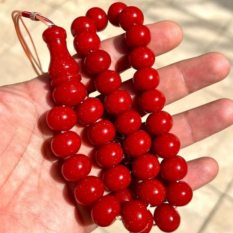 مشخصات قیمت و خرید تسبیح سندلوس زر افشان رنگ نارنجی تیره