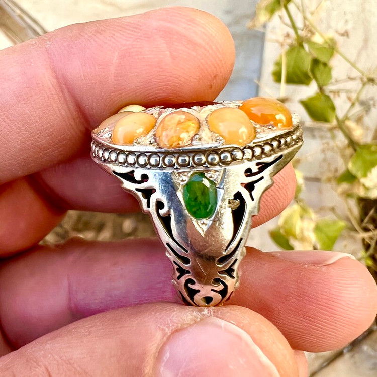 مشخصات قیمت و خرید انگشتر اوپال و یاقوت سرخ آفریقا