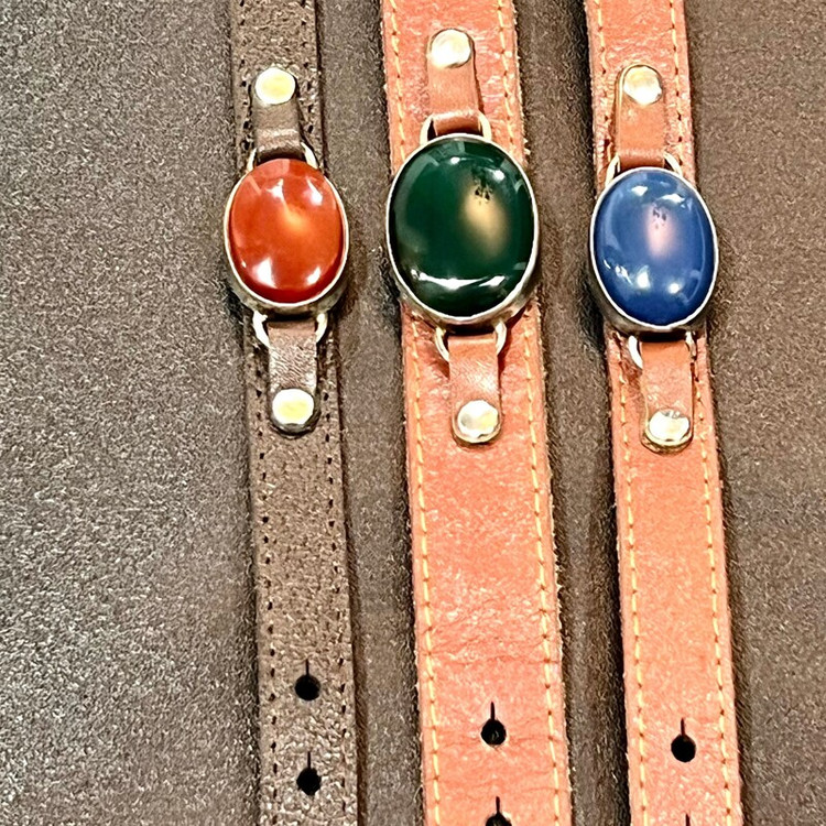 دستبند چرمی مردانه با نگین عقیق