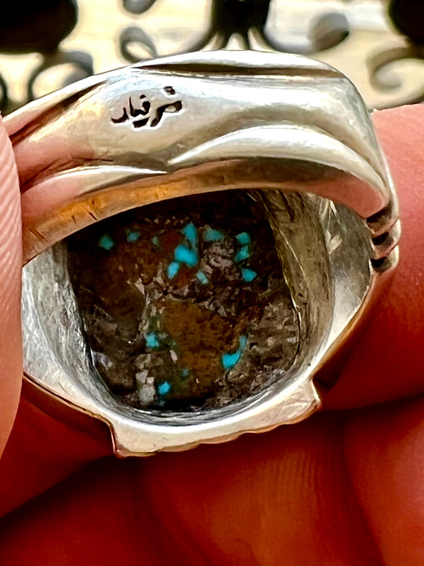انگشتر فیروزه معدنی رنگ محک اصل نیشابور کد ۰۶