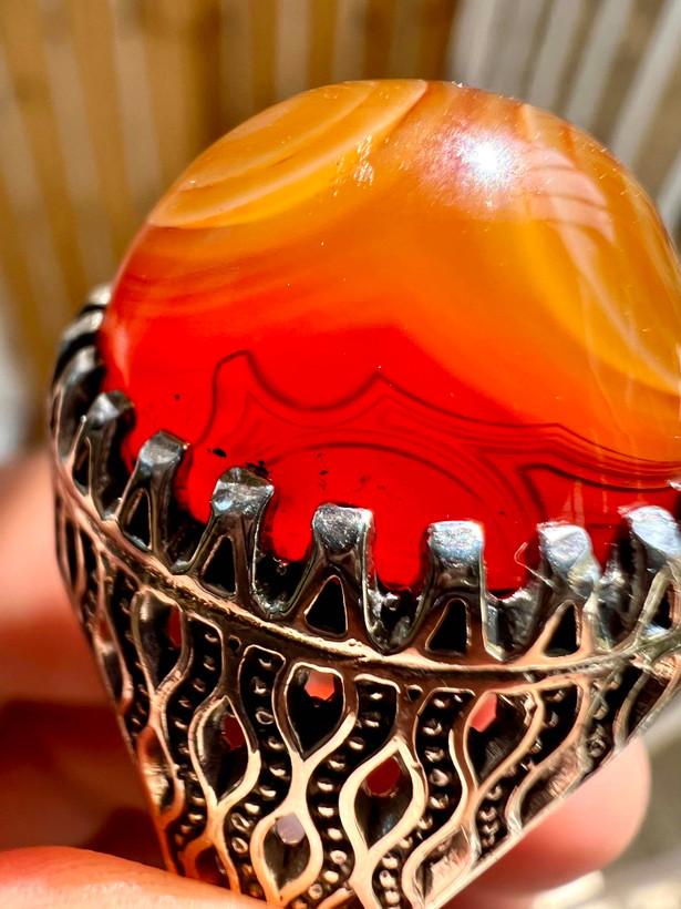 انگشتر کلوخه سرخ باباقوری دو چشم مگسی ،سراسر طوق و رگه کد ۳۷۱
