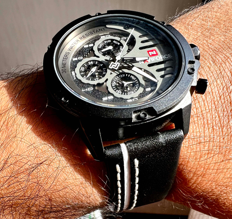 ساعت مچی مردانه navi force اصل مدل NF9110M سه موتور فعال موتور ژاپنی کد ۳۷۴
