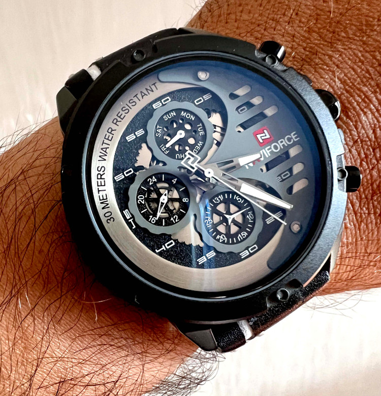 ساعت مچی مردانه navi force اصل مدل NF9110M سه موتور فعال موتور ژاپنی کد ۳۷۴