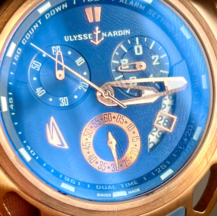 ساعت مچی مردانه برند ULYSSE NARDIN های کپی سه موتوره فعال با استاندار سوییس، موتورژاپنی اصل کد ۴۱۲
