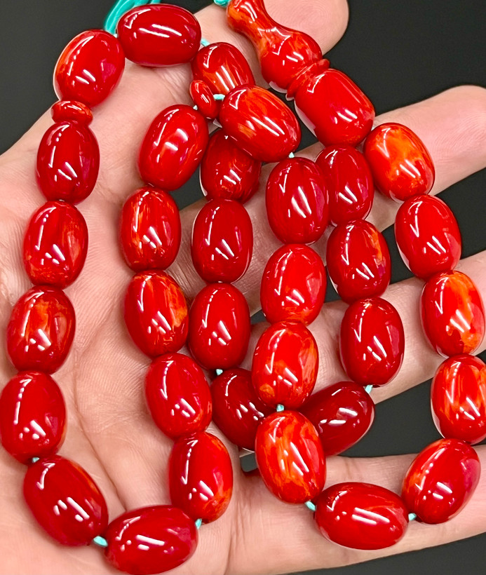 تسبیح سندلوس مرجانی کهنه خشک و چگالی دار کد۵۴۲
