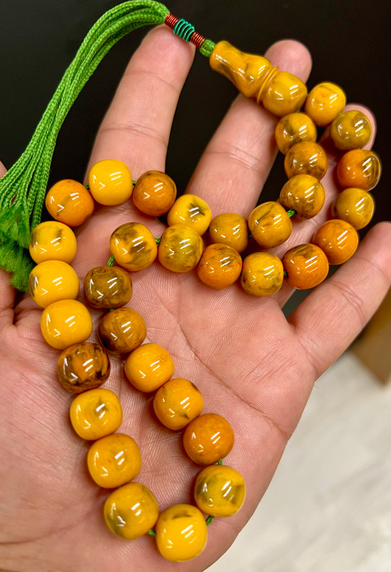 تسبیح سندلوس آلمان کهنه اصل ،رنگ مسکاوی -چریکی بودار و معطر کد ۶۱۸